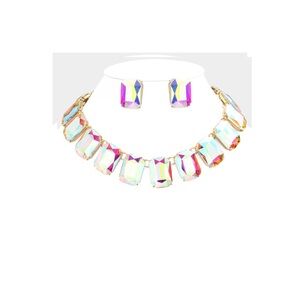 Iridescent Crystal Necklace and Earring Set